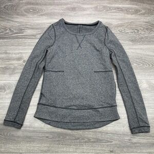 Lululemon Sweatshirt Womens 4 Gray Heathered Pullover Stretch Hidden Pocket